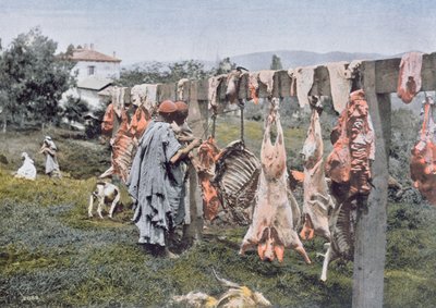 Arabische slagerij in Algerije, eind 19e eeuw door French Photographer